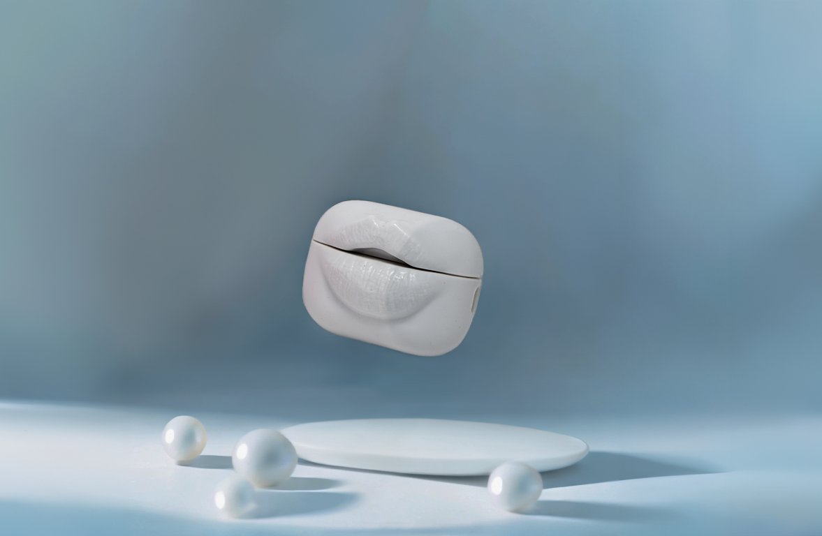 Lip Shaped Airpods Case - Grey